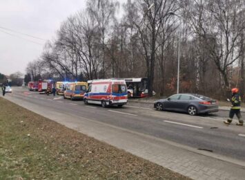 Wypadek autobusu w Jastrzębiu-Zdroju. Pojazd uderzył w drzewo. 9 osób rannych [AKTUALIZACJA]