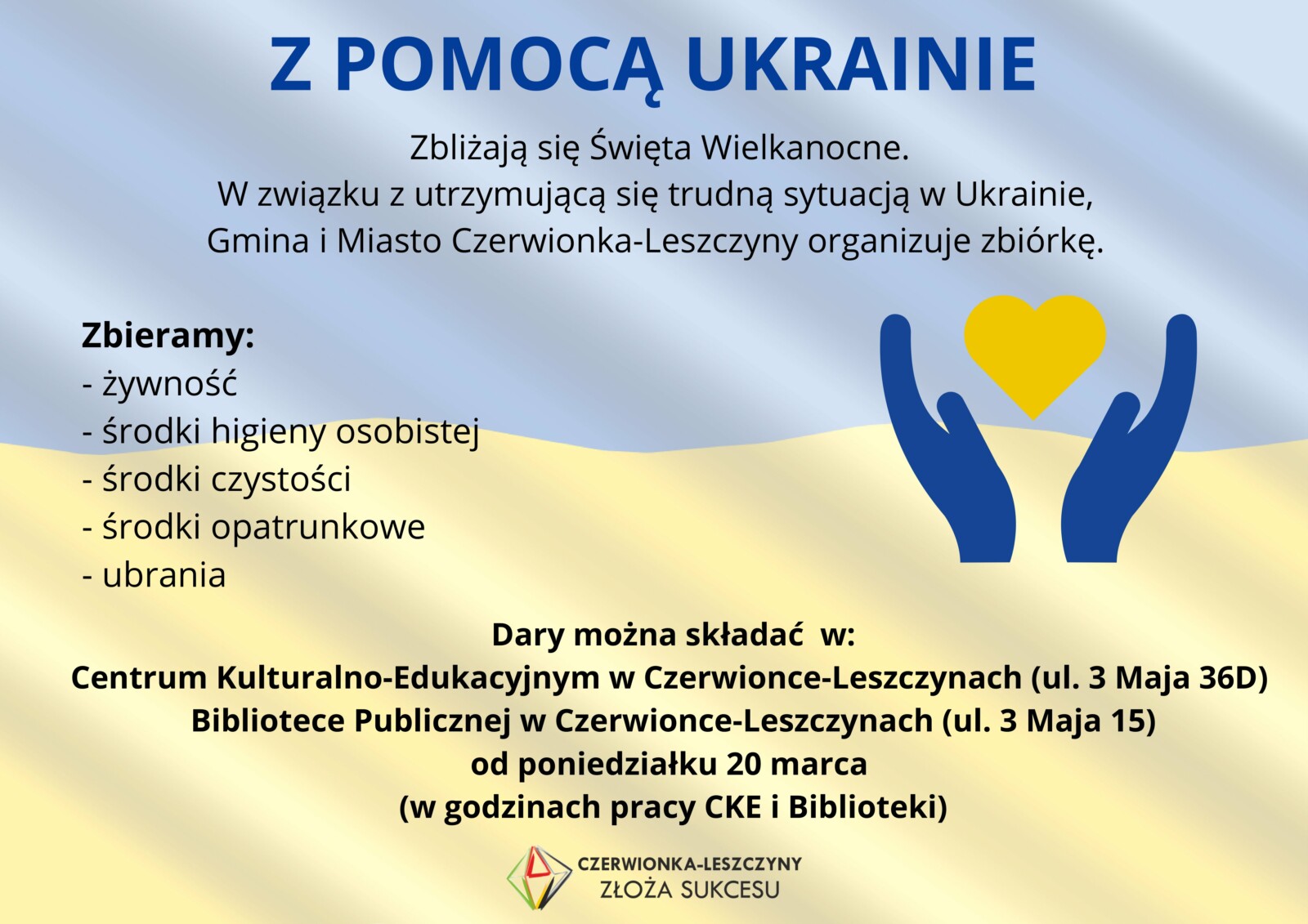 Dary dla Ukrainy. Czerwiona-Leszczyny organizuje szybką zbiórkę