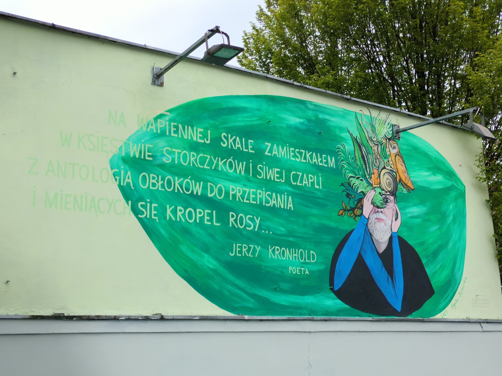 Jerzy Kronhold na muralu w Cieszynie
